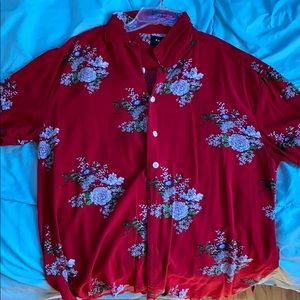 PACSUN Red Floral Shirt